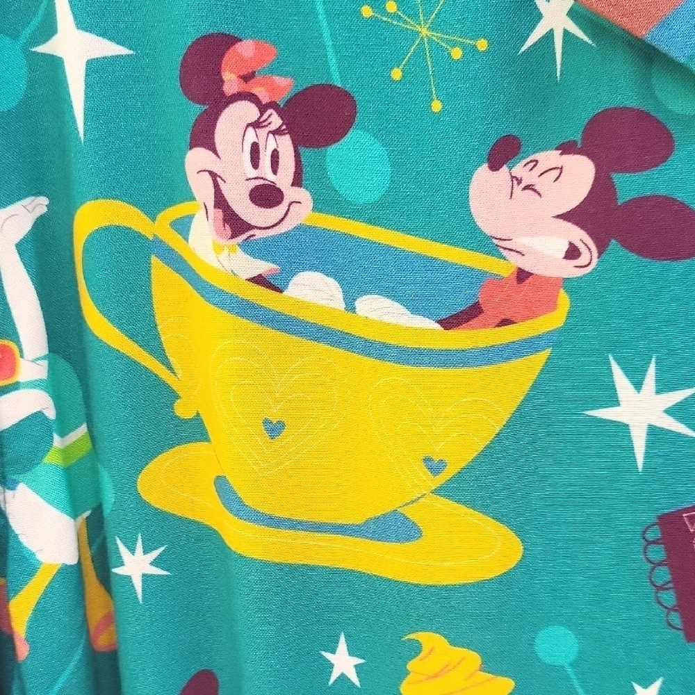 Disney Teal Mickey Mouse Casual Button Down Shirt - Picture 4 of 4
